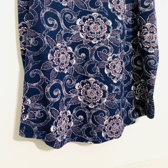 Ann Taylor Loft Vintage Soft Floral Tank Top Medium 100% Cotton Navy Blue Summer - Picture 7 of 10